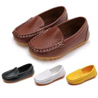 Toddler Shoes Boy Loafers Brown Shoes 3-12Yrs Kids White Bean Shoes Girls Flat Rubber Leather Shoes