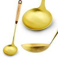 รุ่นแนะนำ -   กระบวยสแตนเลส สีทอง รุ่น Stainless-steel-circle-gold-frying-pan-00H-June