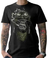 Biker Tshirt Gorilla Monkey Motorcycle Chopper Bobber Old School Mens Men Cotton Print Plain T Shirt