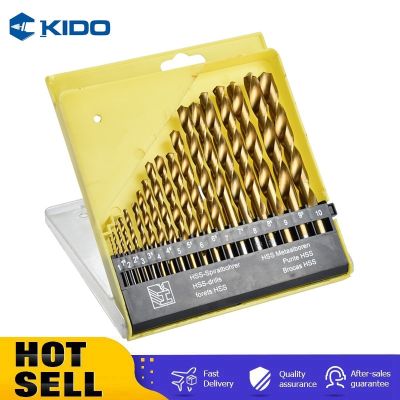 ELEGANT 19pcs 1-10mm HSS Titanium Coated Twist Drill Bits Round Shank Set for Stainless Steel Woodworking Metal Drilling with Case