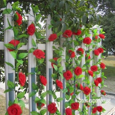 [AYIQ Flower Shop] ใหม่230ซม. สีแดงประดิษฐ์ Rose Garland ดอกไม้ผ้าไหม Vine หน้าแรกงานแต่งงาน Garden ต้นคริสต์มาสดอกไม้ตกแต่งดอกไม้ปลอม