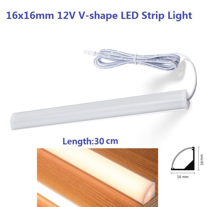 ไฟแผงไฟ-led-แข็งรูปทรง12v-v-16x16มม-สำหรับติดใต้ตู้กล่องกระดาษแข็งห้องครัวบันไดอะลูมิเนียมขึ้นรูป