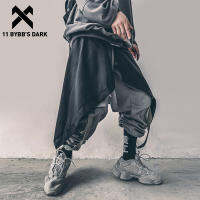 11 BYBBS DARK ไม่สม่ำเสมอ Hip Hop ผู้ชาย Harem กระโปรงกางเกง Harajuku ปรับ Streetwear สีดำจีบผ้ากันเปื้อน Gothic Jogger กางเกง...