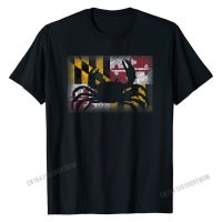 Maryland State Flag Crab Shirt Funny Cute Souvenir Gift Student New Casual T Shirt Cotton Top T-Shirts Design