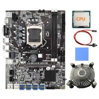 B75 BTC Mining Motherboard with Random CPU+Fan+Thermal Pad+Switch Cable 8 USB3.0 Slot LGA1155 DDR3 RAM SATA3.0 ETH Miner