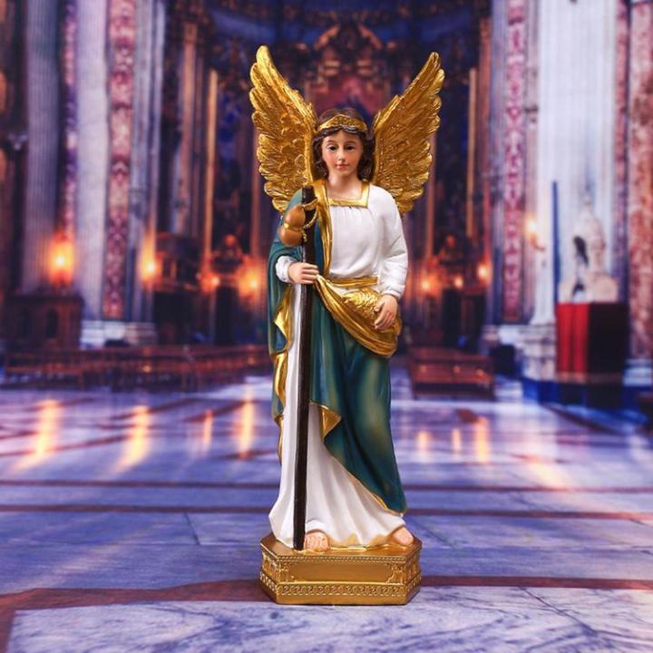 angel-table-decor-resin-archangel-saint-raphael-statue-festival-supply-christmas-figurine-for-tv-cabinets-bedside-tables-bookshelves-desks-premium