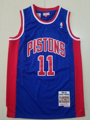 Ready Stock High Quality Mens 11 Isiah Thomas Detroit Pistons Mitchell Ness 1988-89 Basketball Swingman Jersey-Blue