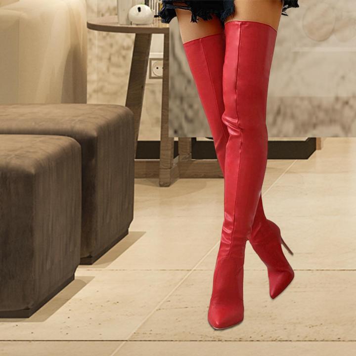 yotjar-รองเท้าบูทสูงถึงต้นขาแบบลำลองสำหรับผู้หญิงอุปกรณ์ให้ความอบอุ่นสำหรับงานเลี้ยงงานแต่งงานที่บ้าน