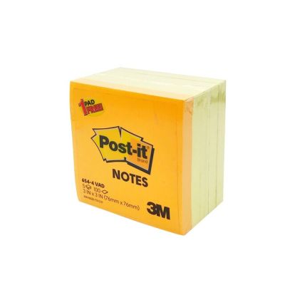 กระดาษ โพสต์-อิท โน้ต แพ็คสุดคุ้ม 654-4 VAD สีเหลือง 4 แถม 1 Post-it Notes บรรจุ 500แผ่น/แพ็ค จำนวน 1แพ็ค พร้อมส่ง