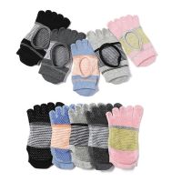 Cotton Breathable Sweat-absorbent Five-toe Yoga Socks Silicone Anti-slip Pilates Socks Ballet Dance Fitness Sports Socks