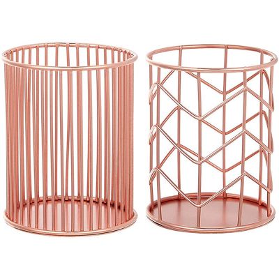 Pack of 2 Hollow Make Up Storage Box Pen Holder Pens Container Brush Holder Iron Pencil Holder for Office Dressing Table