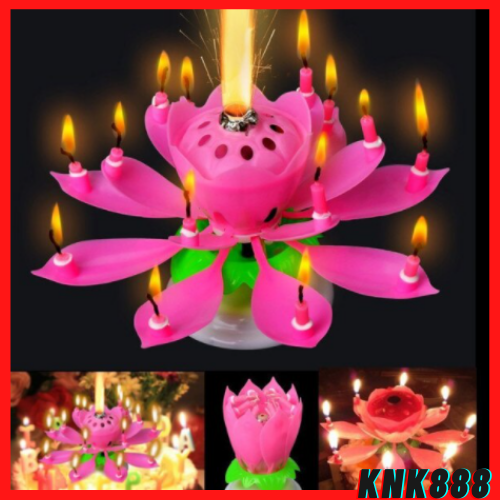 KNK888 Musical Rotating Lotus Flower Birthday Candle (Pink) Lazada PH
