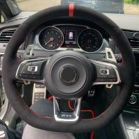 WCaRFun Customize Black Suede Car Steering Wheel Cover for Volkswagen VW Golf R MK7 Golf 7 GTI VW Polo GTI Scirocco 2015 2016