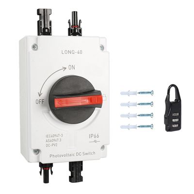 1Set PV Solar Photovoltaic Disconnect Switch, LONQ-40 DC Isolator Solar Switch IP66 Waterproof DC1000V 4P