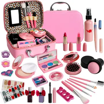 Kids Makeup Kit for Girls, Real Play Make Up Set Toys for 3 4 5 6 7 8 9 10  Years Old Girls, Washable Pretend Dress Up Beauty Set with Cosmetic Case