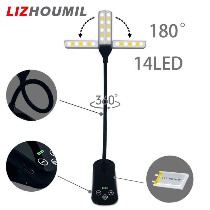 lizhoumil-ไฟอ่านหนังสือ14ดวงคลิป-led-ปรับความสว่างได้3อุณหภูมิสี8ไฟโต๊ะแบบชาร์จใหม่ได้-usb-เหมาะสำหรับคนรักหนังสือ