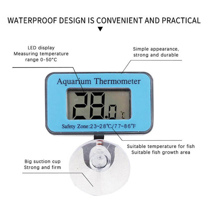 guliang630976-เครื่องวัดอุณหภูมิตู้ปลาดิจิตอล-lcd-กันน้ำ1ชิ้นสำหรับตู้ปลาพร้อมถ้วยดูด