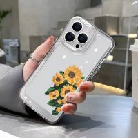 For IPhone 14 Pro Max IPhone Case Thickened TPU Soft Case Clear Case Shockproof Oil Painting Little Daisies Compatible with For IPhone 13 Pro Max