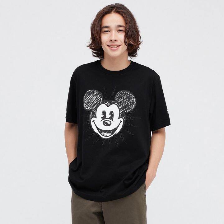 เสื้อยืดแขนสั้นพิมพ์ลาย-disney-สําหรับผู้ชาย-ผู้หญิง-uniqlo