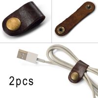 2Pcs Handy Leather Headphone Earphone Cable Tie Cord Organizer Wrap Winder Cable Organizer Cable Management