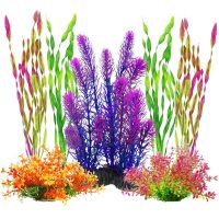 Fuwen® 7Pcs/Set Fish Tank Ornament Vivid Landscaping Decor Plastic Artificial Plant Water Grass for Aquarium