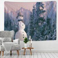 Snowman Pine Tapestry Christmas Gift Print Wall Hanging Indian  Hippie Bedroom Blanket Bedspread Dorm Decor Throw Cover