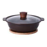 Kitchen Flower Cookin Ceramic IH Casserole Pot 24cm + Wood Holder