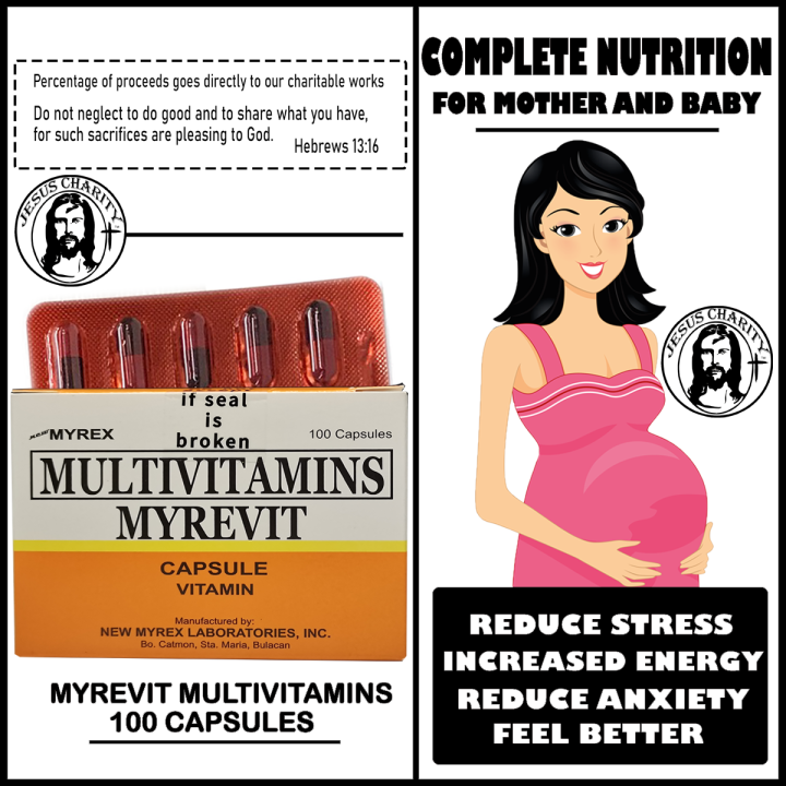 multivitamins, stress reliever, myrevit multivitamins 100s capsule
