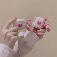 3D Heart Love Cute Silicone Earphone Accessories Case for AirPods Pro 2 3 Air Pods Cover Case Creative Smile Ornament Keyring Wireless Earbud Cases