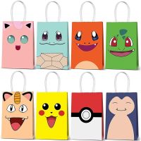 （koko party supplies） กระเป๋าหูจับการ์ตูน Pokemon 12ชิ้น,ถุงซานตาน่ารักปิกาจูใส่ปาร์ตี้วันเกิดตกแต่ง