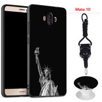 มาใหม่ล่าสุดเคสซิลิโคนนิ่มสำหรับโทรศัพท์เคสสำหรับหัวเหว่ย Huawei Mate 10มีขาตั้งโทรศัพท์ลวดลายและเชือกเหมือนกัน