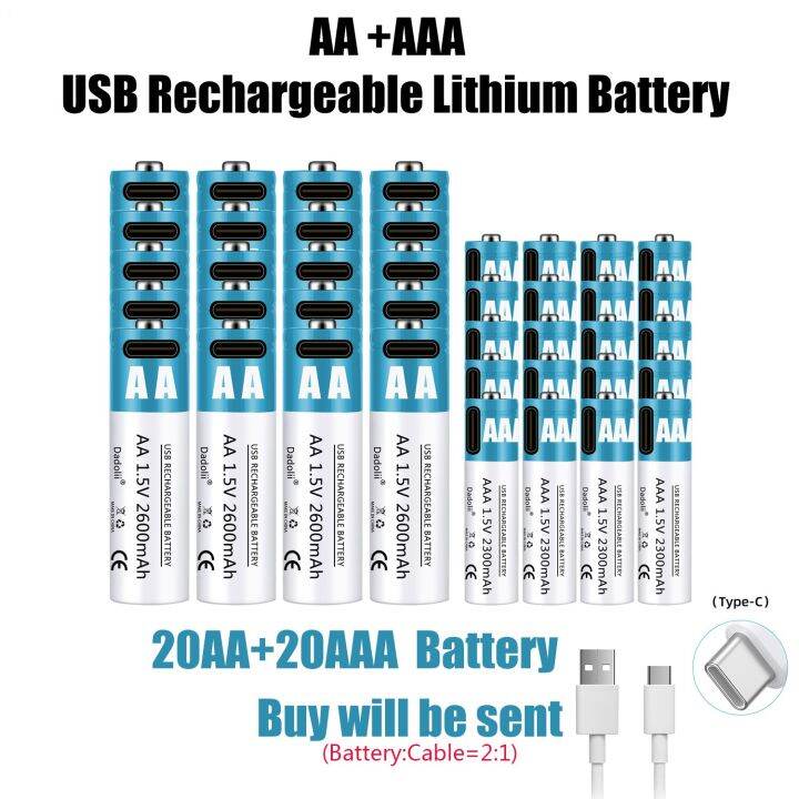 AA + AAA Battery 1.5V LiIon Battery 2600mAh rechargeable lithium ion