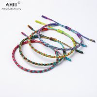 AMIU Gradient Colors Tibetan Handmade Buddhist Lucky Bracelets &amp; Bangles As Gift Rope Knots Amulet Tibet Braided Bracelet Charms and Charm Bracelet