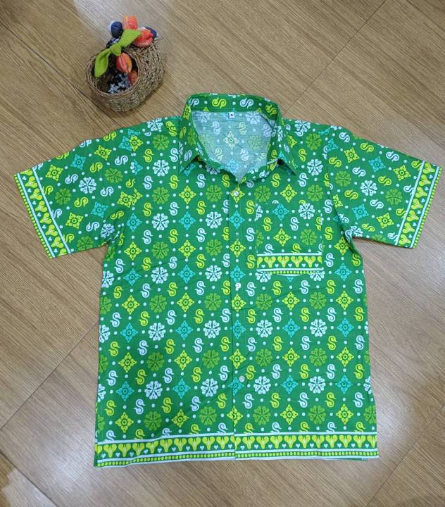 เสื้อเชิ้ตผ้าไทยชาย-เชิ้ตลายไทย-เชิ้ตลายขอพระราชทาน-ผ้าไทยดอกรักราชกัญญา-เนื้อฝ้ายพิมพ์ลายแขนสั้นไม่อัดกาวเหมาะสำหรับใส่ทำงาน