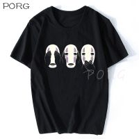 Japanese Anime No Face T Shirt Men Studio Ghibli Miyazaki Hayao Anime Spirit Away Black Cartoon Shirt 100% Cotton Gildan