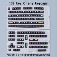 แป้นพิมพ์ลายจุดจุดสีดำญี่ปุ่น PBT เชอร์รี่โปรไฟล์ Keycaps สำหรับ GMK Ikbc Tm680 Lk67 Mk870 68/84/104คีย์บอร์ดแบบกลไก