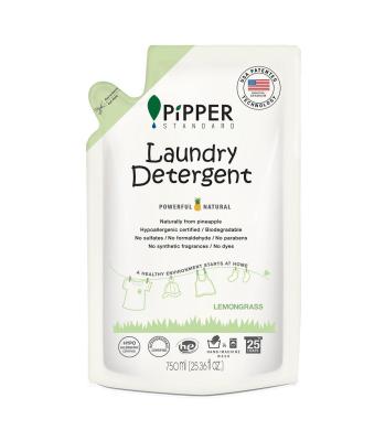 Pipper Standard น้ำยาซักผ้าสูตรอ่อนโยน ออร์แกนิค ถุงเติม กลิ่นตะไคร้ Refill Laundry Detergent Lemongrass Scent (750ml)