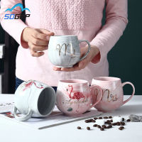 Flamingo Ceramic Coffee Mug Marble Coffee Cup Pink Gold Cute Ins Cup Wedding Bridal Couple Lovers Milk Tea Breakfast Cups Gift