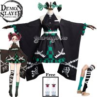 Anime Demon Slayer Kamado Tanjirou Cosplay Costume Girls Skirt Top Set Kimono Dress Halloween Party Adult Kids Custom size