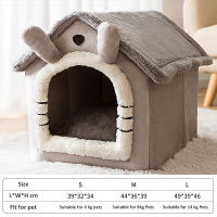 Kennel Dog House Soft Pet Bed Tent Indoor Enclosed Warm Plush Sleeping Nest Basket with Removable Cushion Travel Dog Accessory