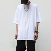 Mens Extended T-Shirt Men Short Sleeve Split Hem Longline Streetwear Hip Hop Solid Mens T Shirts Casual Clothes Man Top