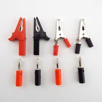 4 มม.แบนเนอร์ปลั๊กและจระเข้ CLAMP Probe คลิปจระเข้ไฟฟ้า DIY ทดสอบ Probe สีดำสีแดงซ็อกเก็ตสายฉนวนคลิป-nyekaifa