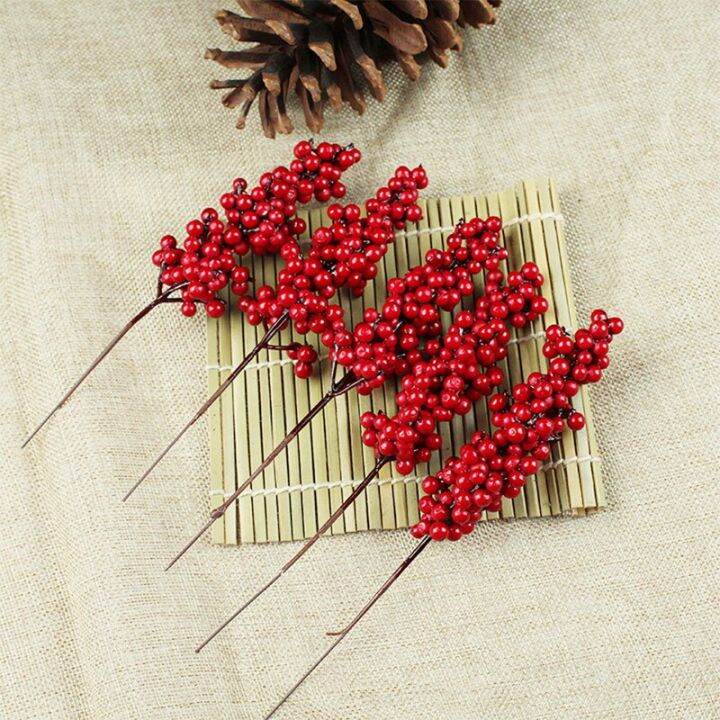 10pcs-lot-red-berry-bouquet-wedding-party-decor-christmas-decoration-for-home-flower-branch-artificial-pine-cone-new-year-2023