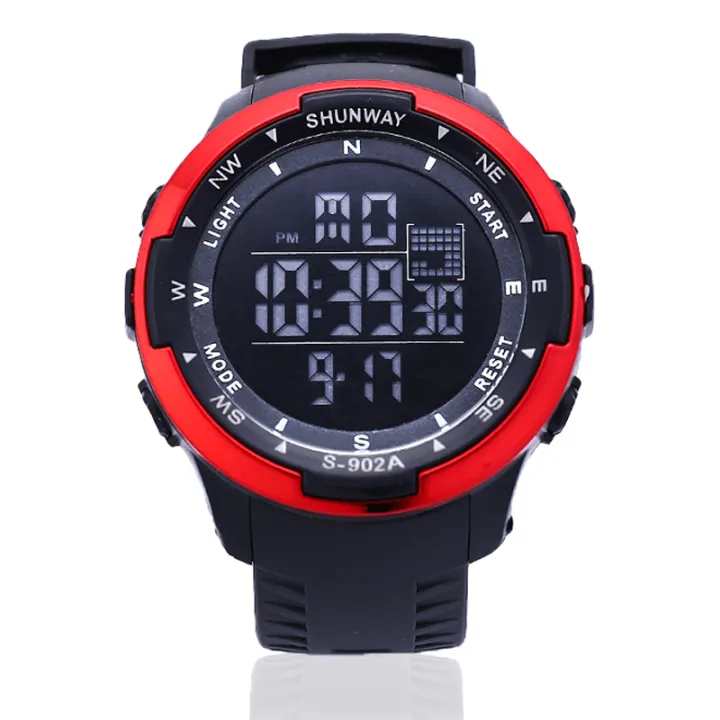 Men's Digital Black Sports Watches Large Face Waterproof Dual Time