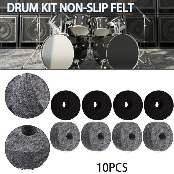 10pcs-black-gray-4cm-shelf-drum-silencer-felt-cushion-hi-hat-washers-stand-felt-strap-anti-slip-felt-rack-drums-felt-pads