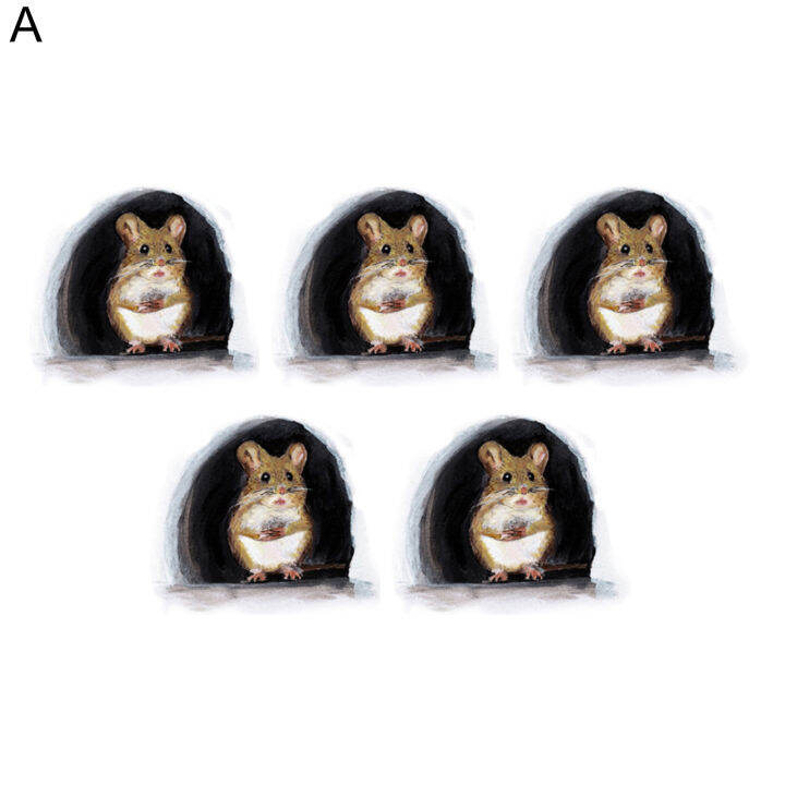 microgood-5ชิ้น-เซ็ตสติ๊กเกอร์ติดผนังน่ารักและตลกแบบ3d-ผลที่ถอดออกได้สร้างสรรค์-diy-ตกแต่งสมจริงการ์ตูนหลุมเมาส์รูปลอกบ้านตกแต่งห้องครัวสำหรับห้องนั่งเล่นสติ๊กเกอร์ติดผนังน่ารัก