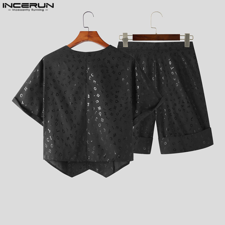 incerun-เสื้อแขนสั้นบุรุษ-amp-กางเกงขาสั้นชุดสูทพิมพ์ลายแฟนซีชุดสูท-สไตล์เกาหลี