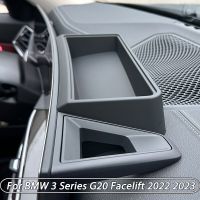 Car Central Console Navigation Screen Storage Box For BMW 3 Series G20 Lift 2022 2023 Black Interior ABS Essories