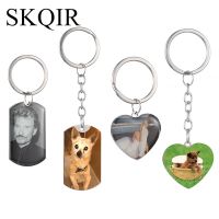 Personnalisé coeur Photo porte-clés personnalisé gravé texte famille femmes homme nom chien Tag porte-clés Couple mode bijoux cadeau