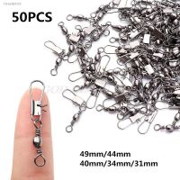 ❁ 50Pcs/Lot 2 4 6 8 10 Swivels Fishing Connector Stainless Snap Pin Rolling Lure Swivel Hook Carabiner Fishing Tackle Accessories